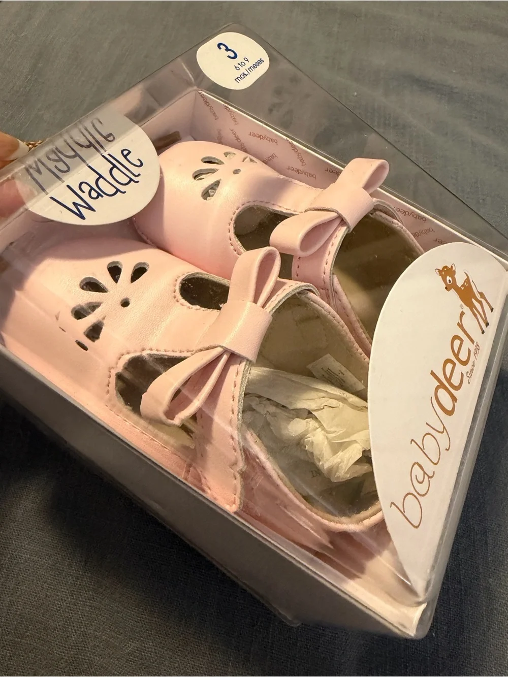 Baby Deer Pink Bow Baby Girl Shoes Waddle Collection